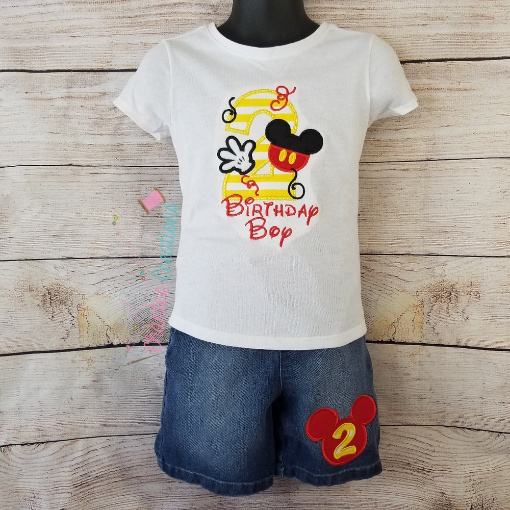 Mickey 2nd Birthday, Custom Made Embroidery Set